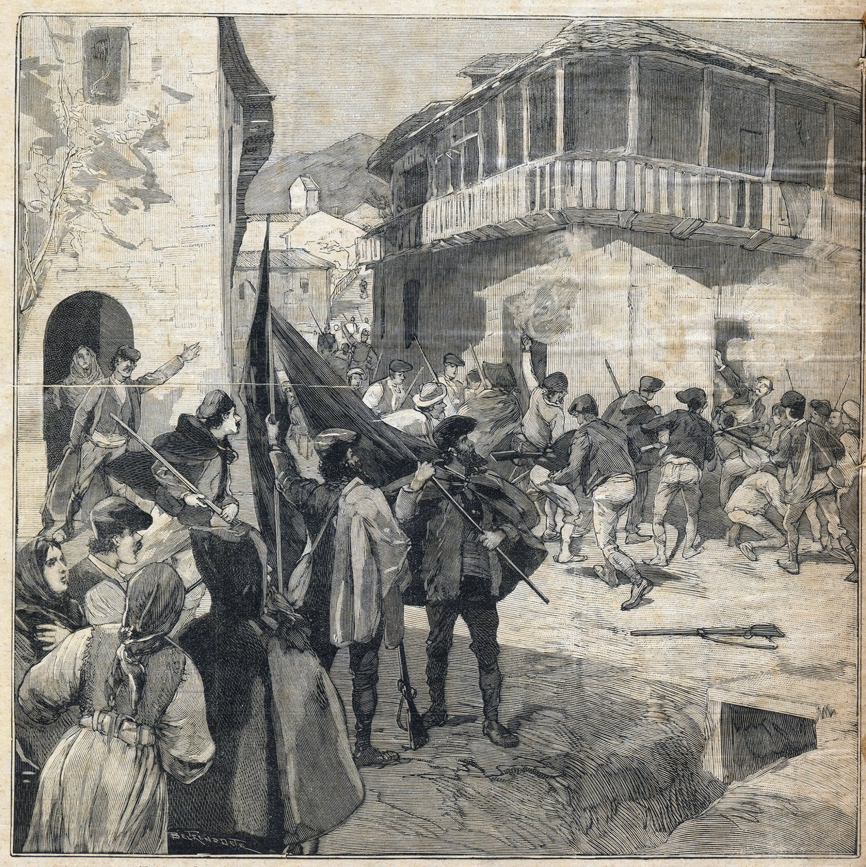 Powstanie chłopskie na Sycylii. Grawer w „Le Petit Parisien”” w dniu 31.12.1893. autorstwa Anonymous Anonymous