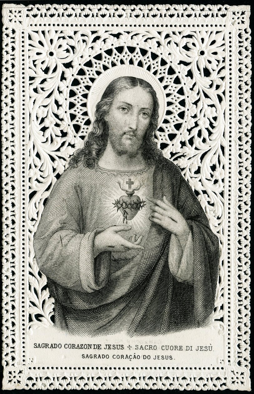 Pobożny obraz: Jezus ze świętym sercem (rycina) autorstwa Anonymous Anonymous