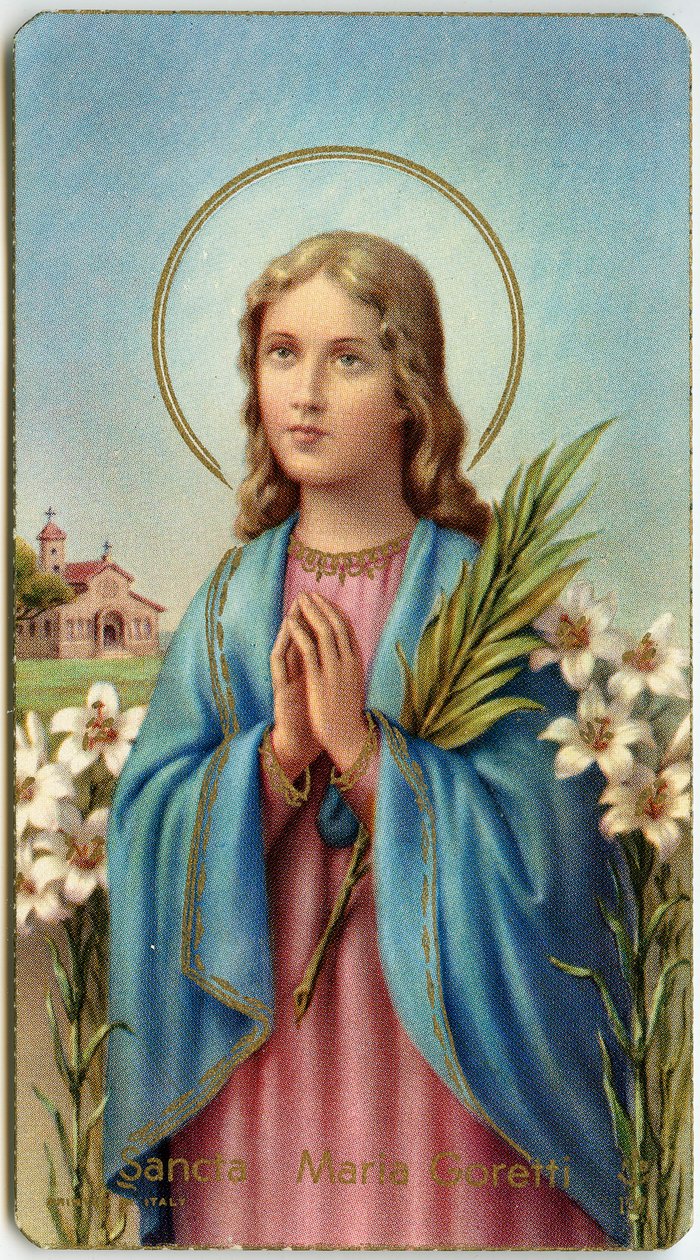 Pobożny obraz: Maria Goretti Włoska dziewica-męczennica (chromolitografia) autorstwa Anonymous Anonymous