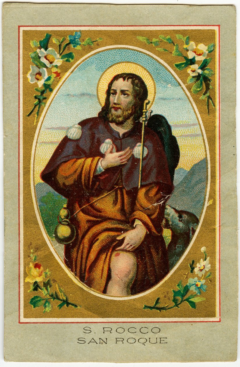 Pobożny obraz: San Rocco wezwany przeciwko zarazie (chromolitografia) autorstwa Anonymous Anonymous