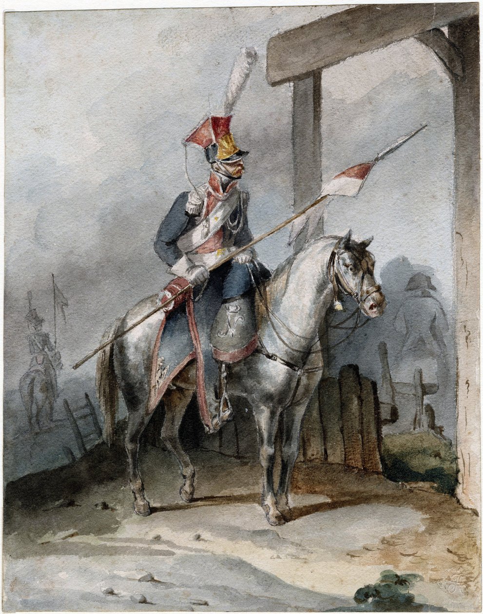 Polski szwoleżer francuskiej gwardii cesarskiej - Anonim - ca 1808 - Akwarela na papierze - 20,6x16,2 - Kolekcja prywatna autorstwa Anonymous Anonymous
