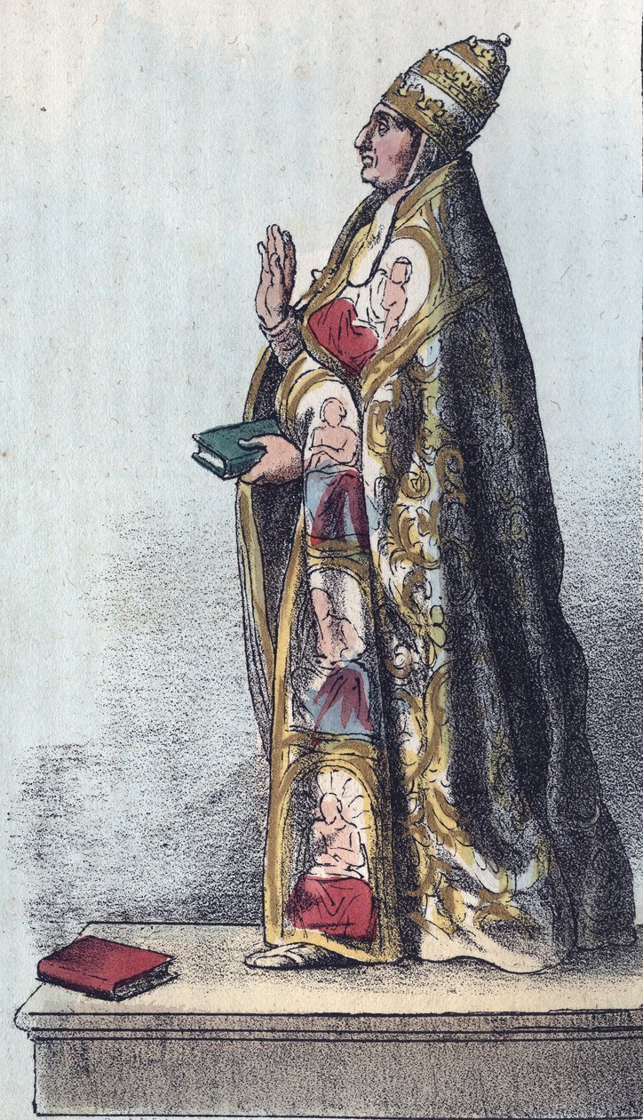 Papież Bonifacy VIII (1235-1303) - Bonifacy VIII (Bonifacjusz lub Bonifacio) (1294-1303) - - grawerowanie z „”Użycia i zwyczaje wszystkich narodów wszechświata. To jest historia rządów, praw, milicji, religii wszystkich narodów od najbardziej r autorstwa Anonymous Anonymous