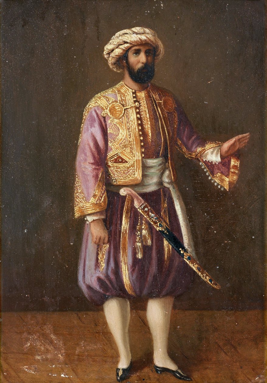 „Portret króla Szwecji Karola XV (1826-1872) w stroju tureckim”” (Portret króla Szwecji Karola XV w stroju tureckim) Anonimowy obraz XIX w. Wymiary 28,5x20,5 cm Kolekcja prywatna autorstwa Anonymous Anonymous