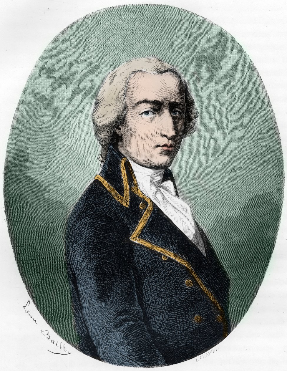 Portret ARMAND LOUIS GONTAUT BIRON, DUC DE LAUZUN, żołnierz francuski - Portret Armand-Louis de Gontaut Biron Księcia Lauzun (Biron-Lauzun) (1758-1793) - Grawerowanie 1863 w „Le Livre Rouge - Histoire De L