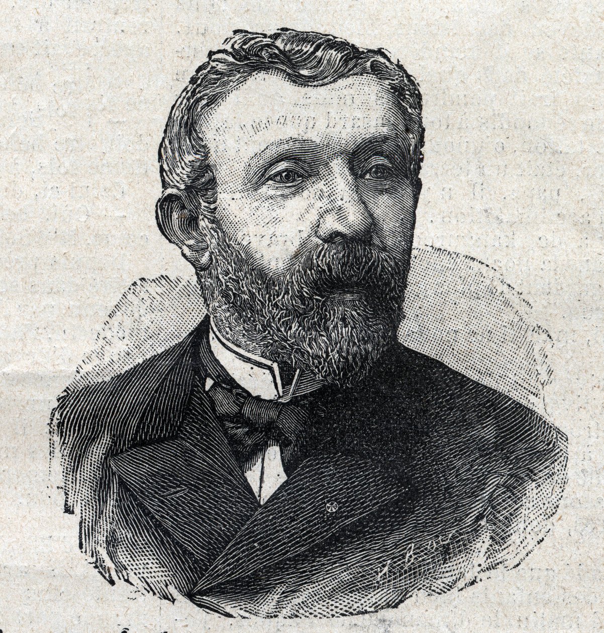 Portret Alfreda Mezieresa (1826-1915), francuskiego historyka literatury, dziennikarza i polityka. Grawer w „Le Petit Parisien” autorstwa Anonymous Anonymous