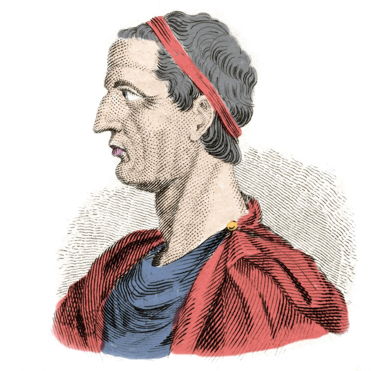 Portret Ancusa Marcjusza (Anco Marzio) czwartego z siedmiu legendarnych królów starożytnego Rzymu. Odzyskał od -641 do -616. Rycina XIX wieku. Milanese autorstwa Anonymous Anonymous
