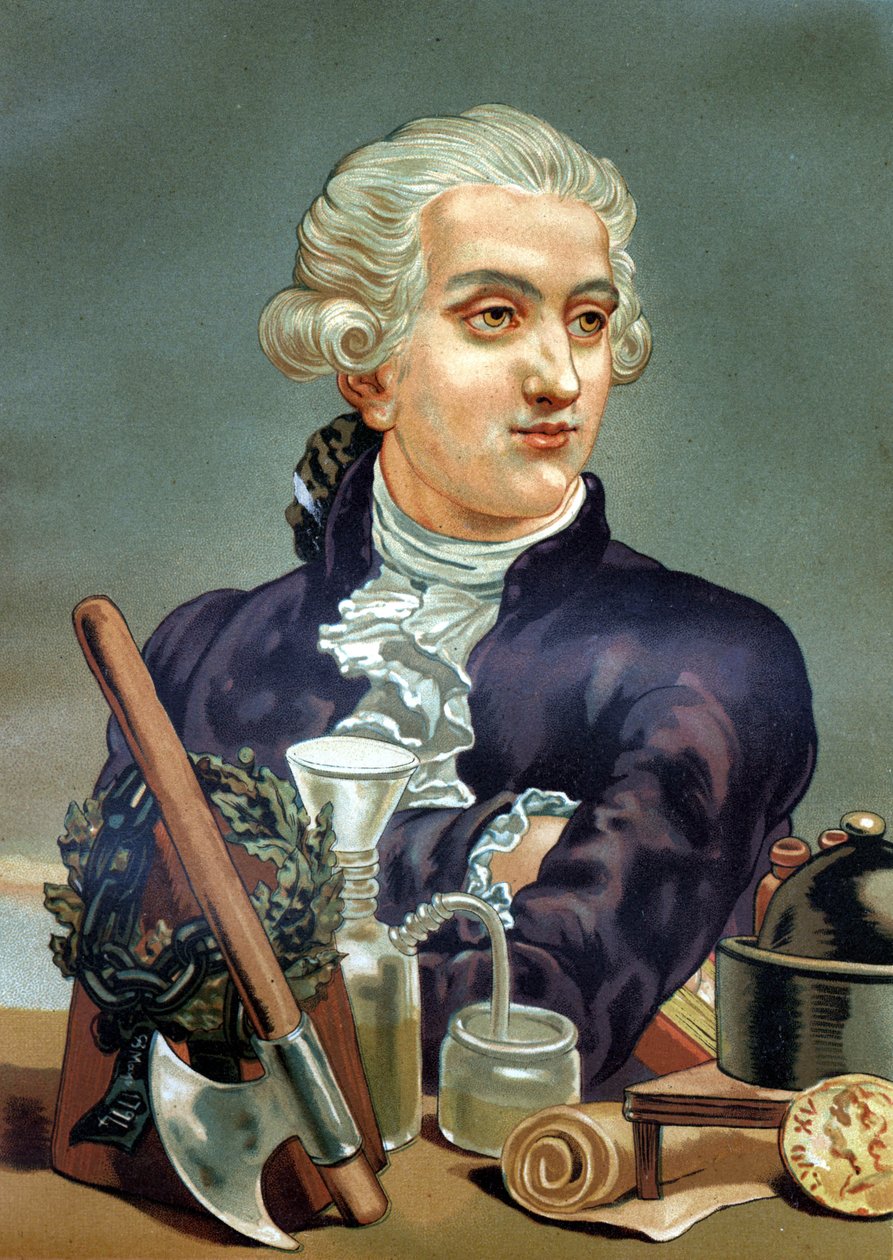 Portret Antoine Laurenta de Lavoisiera (1743 - 1794), francuskiego chemika. według „Science and its Men” Louisa Figuiera. Barcelona 1881. autorstwa Anonymous Anonymous