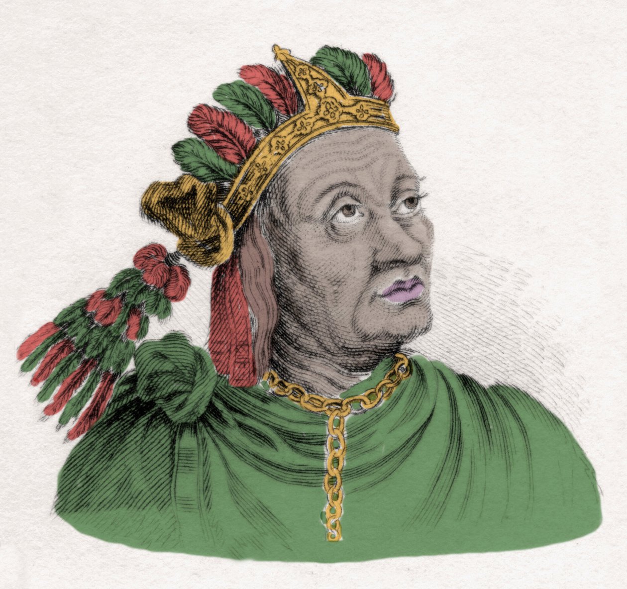 Portret Atahualpy (1502-1533), ostatniego cesarza Imperium Inków. Rycina XIX wieku. Milanese autorstwa Anonymous Anonymous
