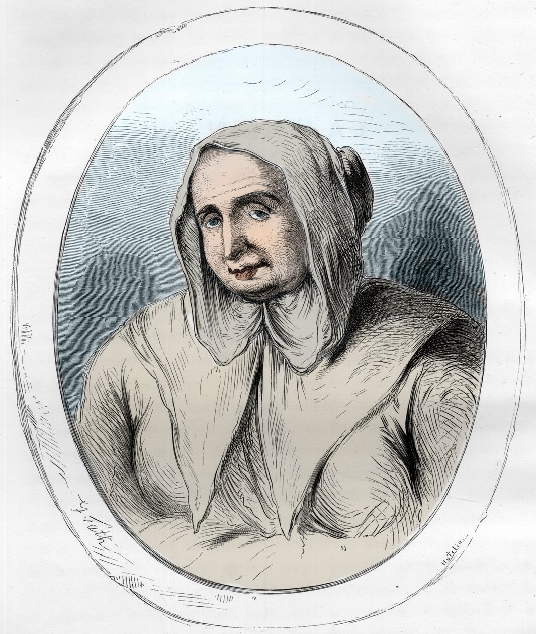 Portret Katarzyny Monvoisin (La Voisin) (1640-1680) (rycina) - Affaire des poisons: Catherine Deshayes, żona Monvoisin i przydomek La Voisin (1640-1680) - Grawer z 1863 r. w „Le Livre Rouge - Histoire De L