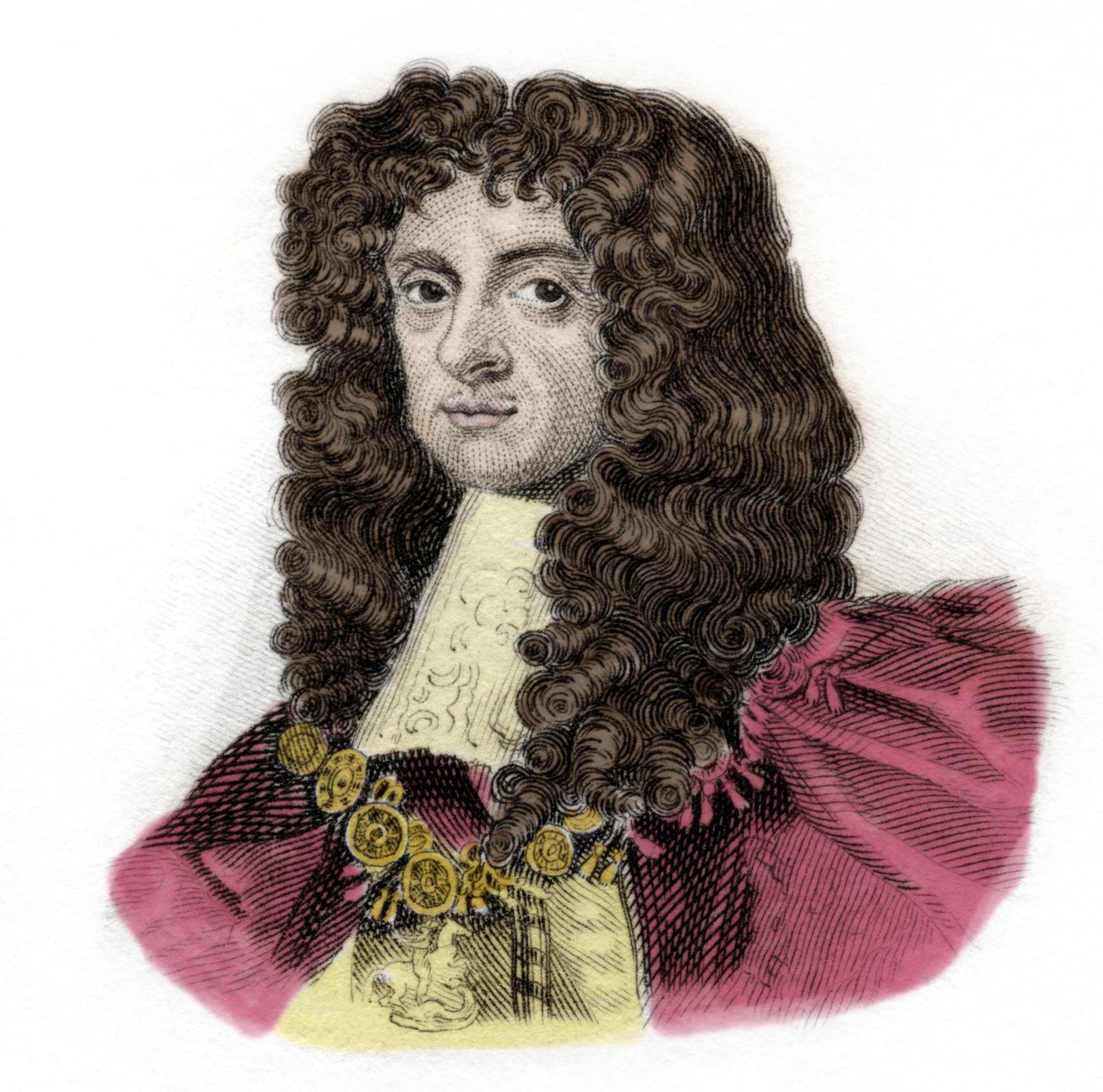 Portret Karola II (1630-1685) Król Anglii Rycina z XIX wieku. Milanese autorstwa Anonymous Anonymous