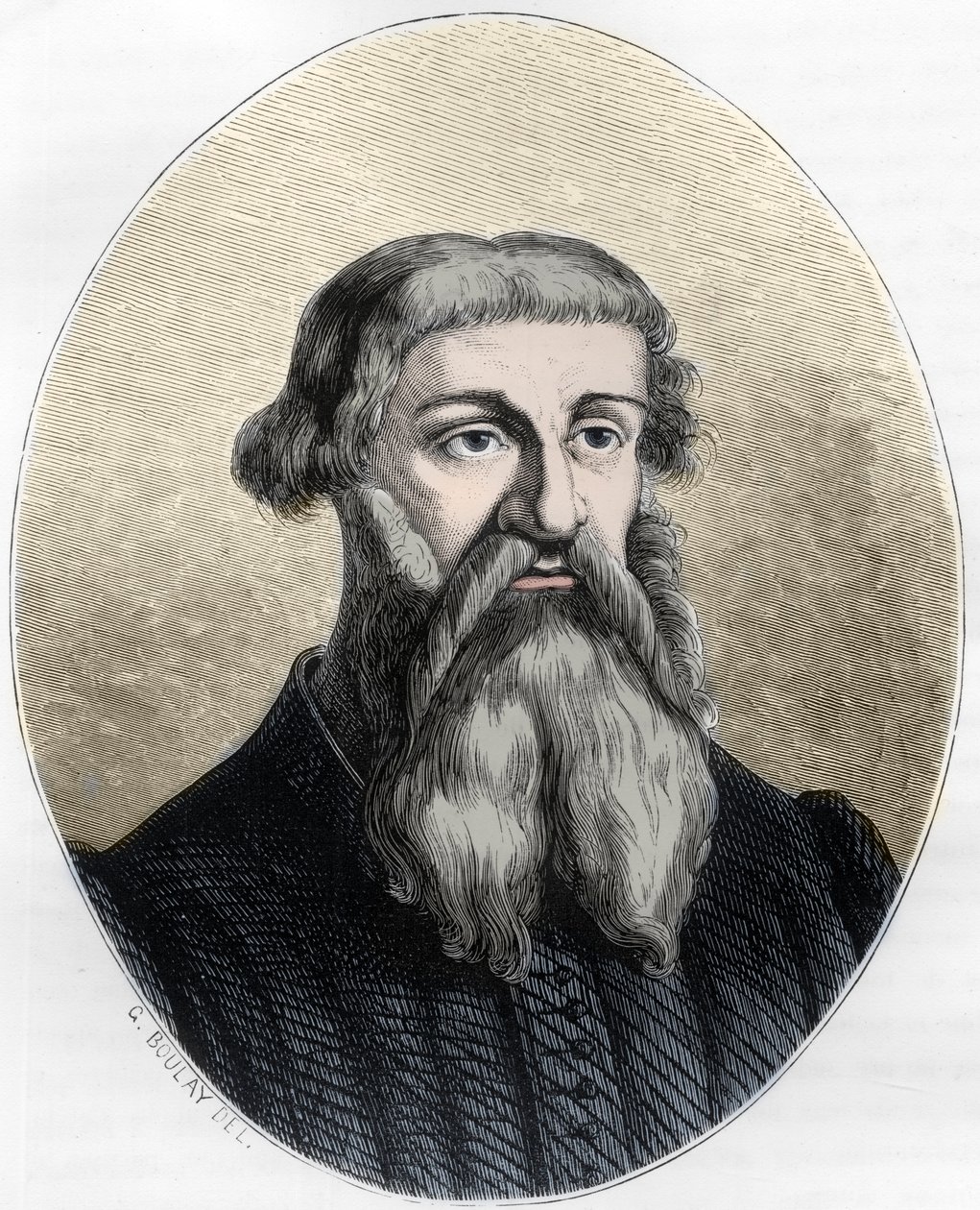 Portret Etienne Dolet, francuskiego uczonego, tłumacza i drukarza - portret Etienne Dolet (1509-1546), francuskiego pisarza, poety, drukarza, humanisty - Rycina z 1863 roku w „Le Livre Rouge - Histoire De L