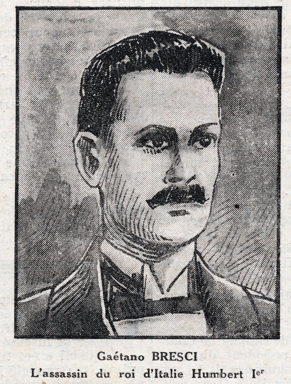 Portret Gaetano Bresci (1869-1901), włoskiego anarchisty, który zamordował króla Humberta I (Umberto I autorstwa Anonymous Anonymous