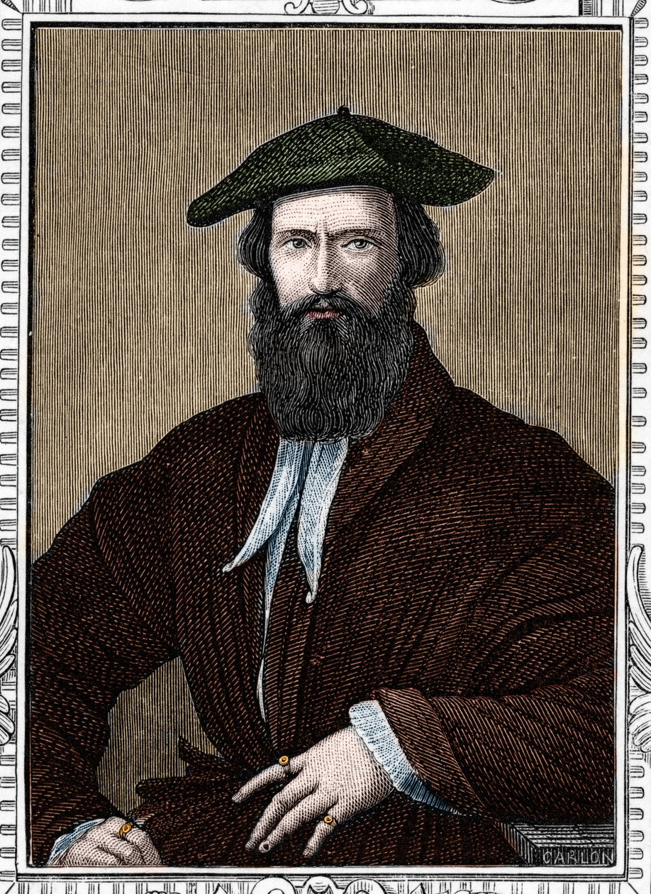 Portret Girolamo Francesco Maria Mazzola powiedział Parmigianino lub Parmezan (1503-1540) włoski malarz. rycina z 1859 r. w „”Galeriach Europa – Włochy” autorstwa Armengaud. Prywatna kolekcja. autorstwa Anonymous Anonymous