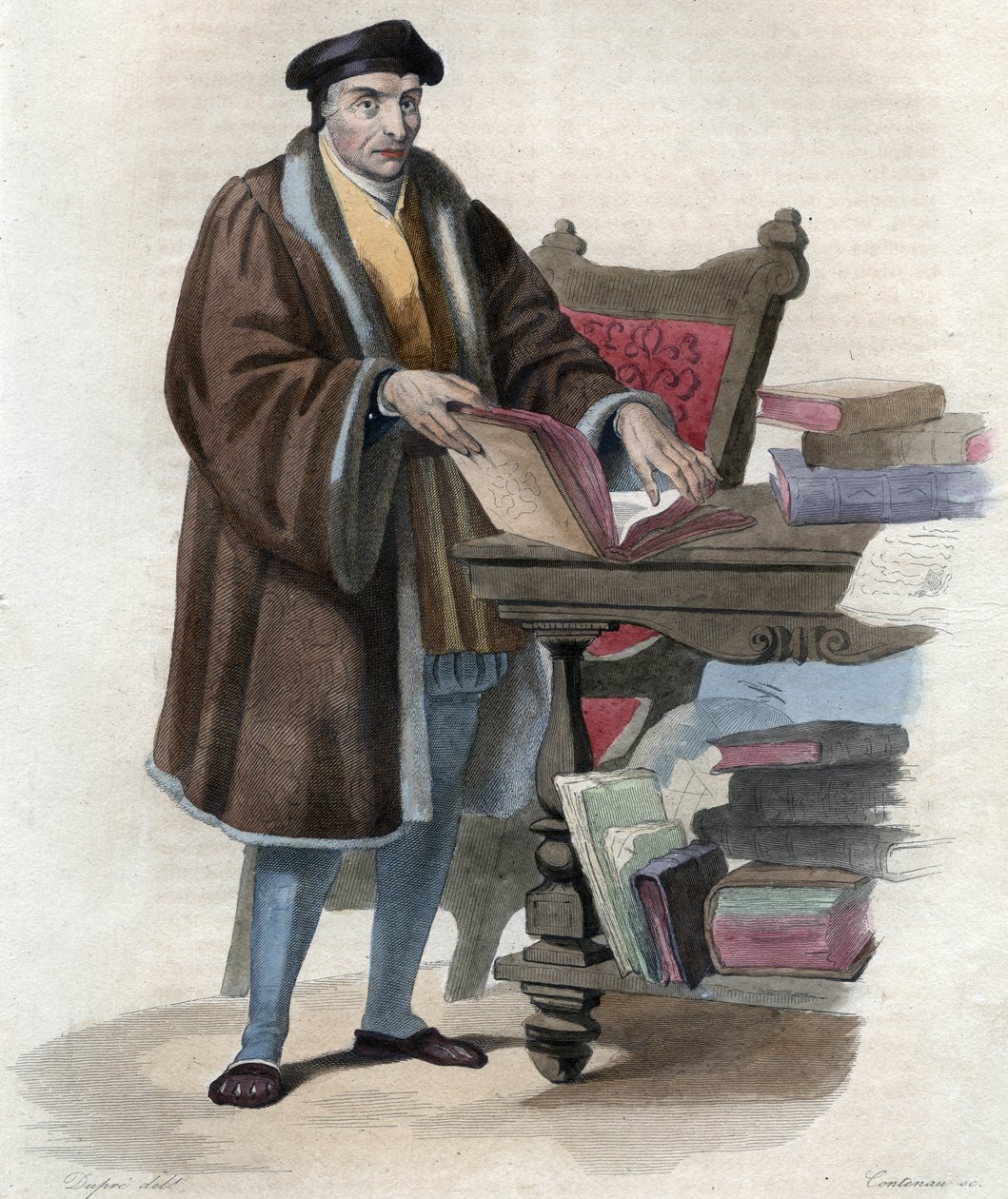 Portret Guillaume Bude (Budee) (Budaeus) (1467-1540), francuski uczony. ilustracja z „” Francuskiego Plutarcha”” Edmonda Mennechet autorstwa Anonymous Anonymous