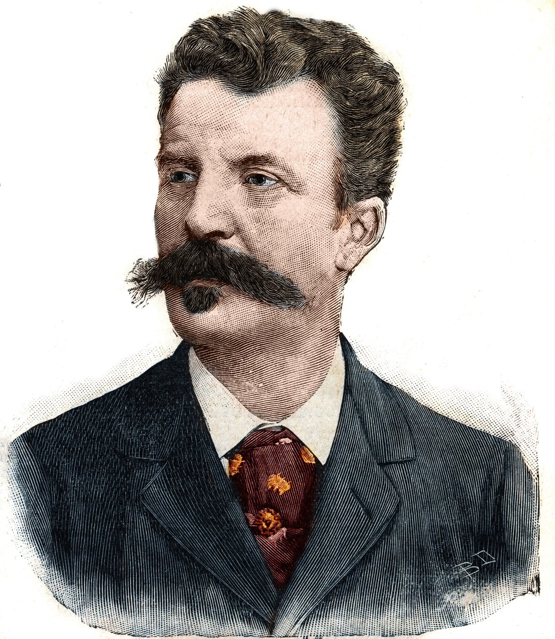 Portret Guy de Maupassant (1850-1893) francuskiego pisarza. Grawer w „”Le Peute Parisien”” autorstwa Anonymous Anonymous
