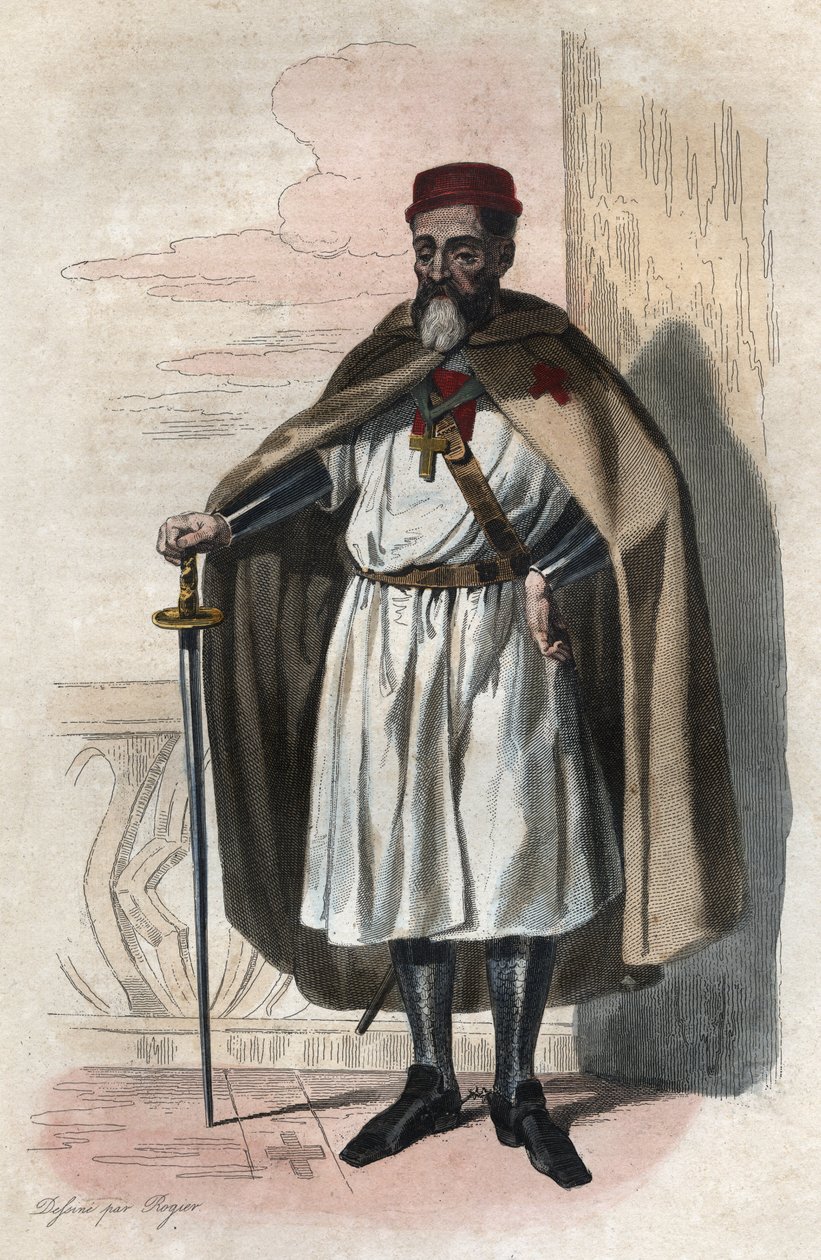 Portret Jakuba z Molay (Jacques de Molay) (Molai) (1243-1314), wielkiego mistrza templariuszy. ilustracja z „” Francuskiego Plutarcha”” Edmonda Mennechet autorstwa Anonymous Anonymous