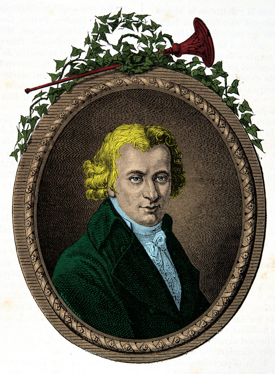 Portret Jeana Baptiste Canta Haneta, dit Clery (1759-1809) lokaja króla Ludwika XVI podczas jego niewoli w świątyni, rycina, kolekcja prywatna autorstwa Anonymous Anonymous