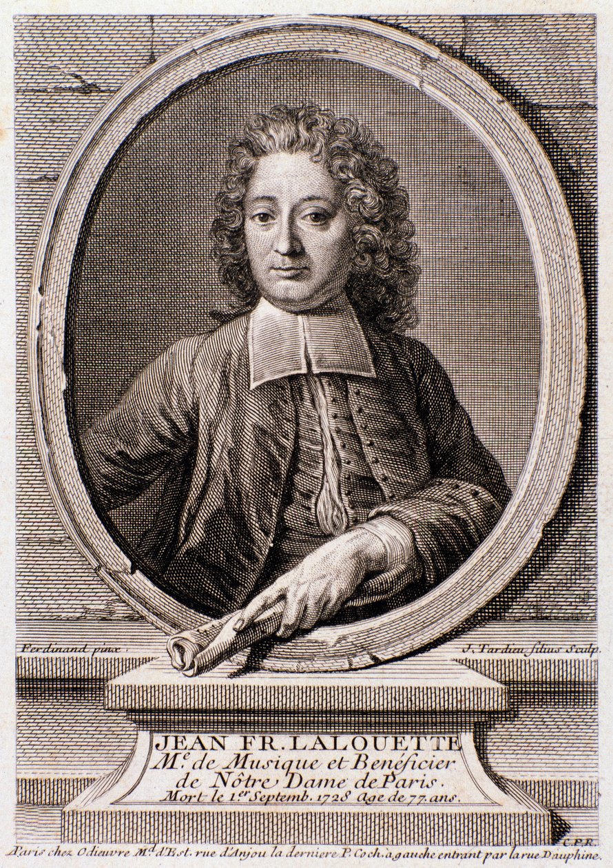 Portret Jean Francois Lalouette (1651-1728) angielskiego kompozytora i reżysera Grawerowanie. 18 wiek. Prywatna kolekcja mediolańska autorstwa Anonymous Anonymous
