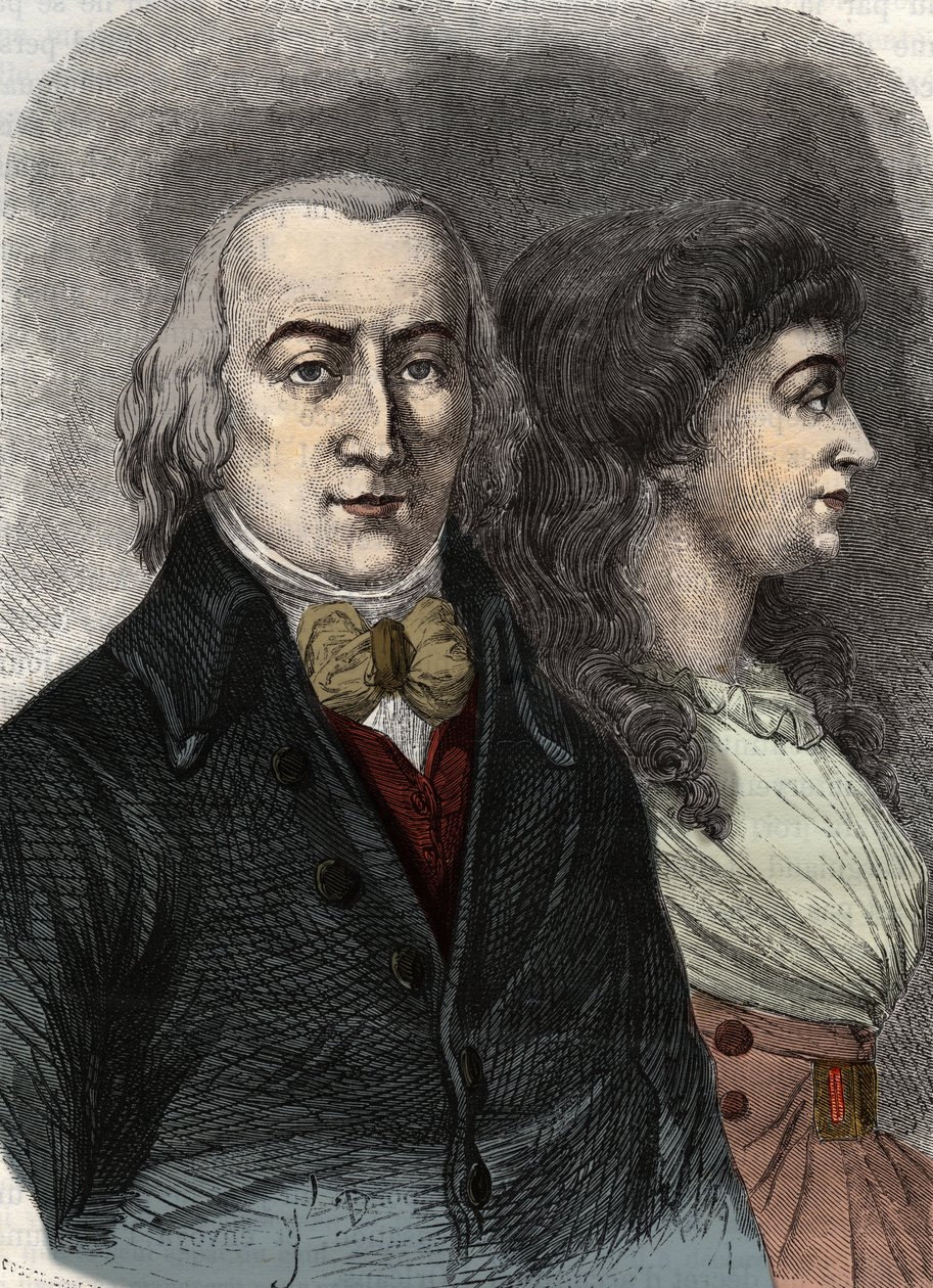 Portret Jean Marie Roland, wicehrabiego de la Platier (1734-1793) z Manon Roland lub Jeanne Marie lub Manon Phlipon (pani Roland) (pani Roland). autorstwa Anonymous Anonymous
