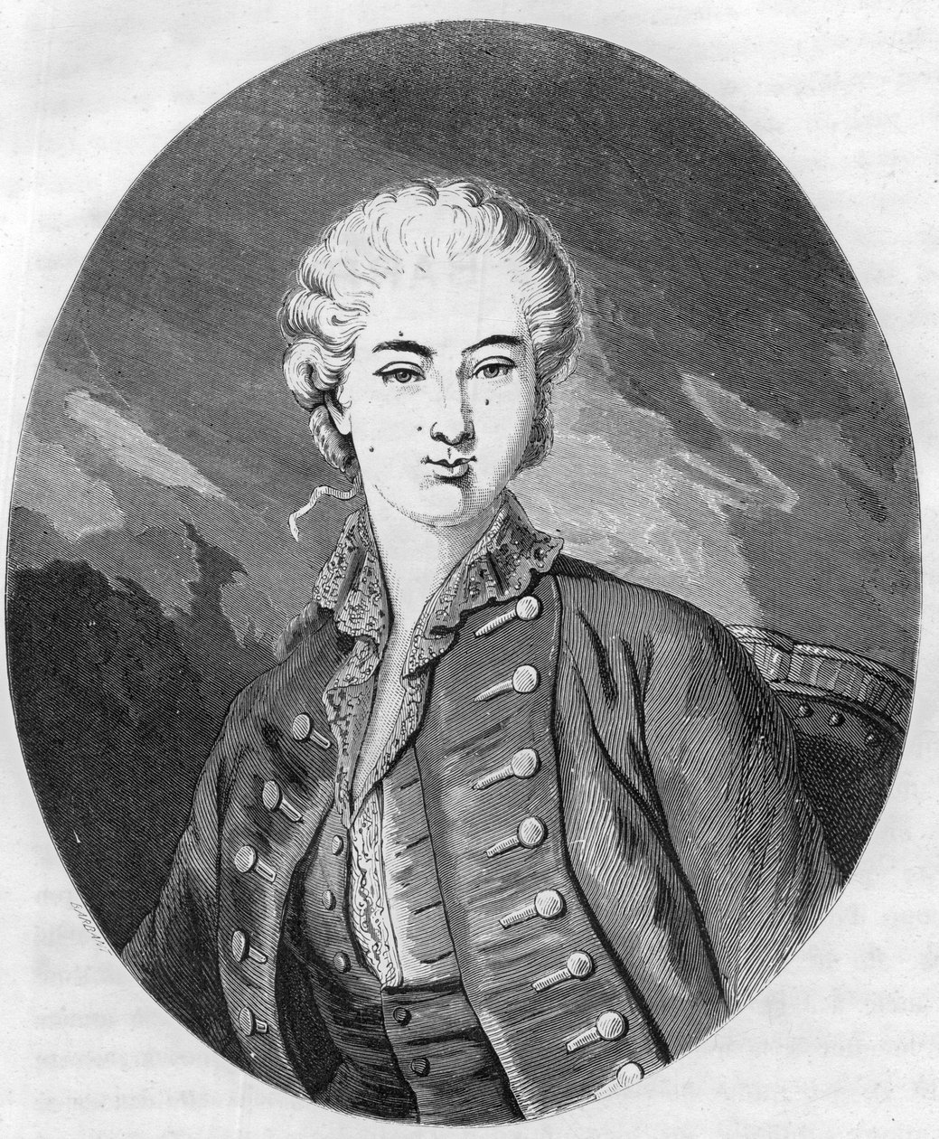 Portret Joanny Becu, hrabiny (lub Madame) du Barry (1743-1793), ostatniej kochanki Ludwika XV – Grawerowanie z 1863 roku w „Le Livre Rouge – Histoire De L’echafaud en France” autorstwa Dupray de La Maherie. Prywatna kolekcja. autorstwa Anonymous Anonymous