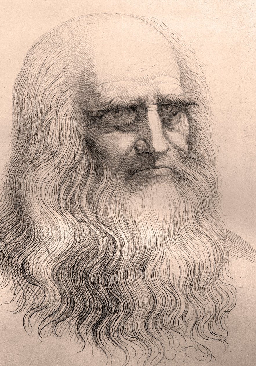 Portret Leonarda Da Vinci (Leonard de Vinci) (1452 - 1519) z jego autoportretu. autorstwa Anonymous Anonymous