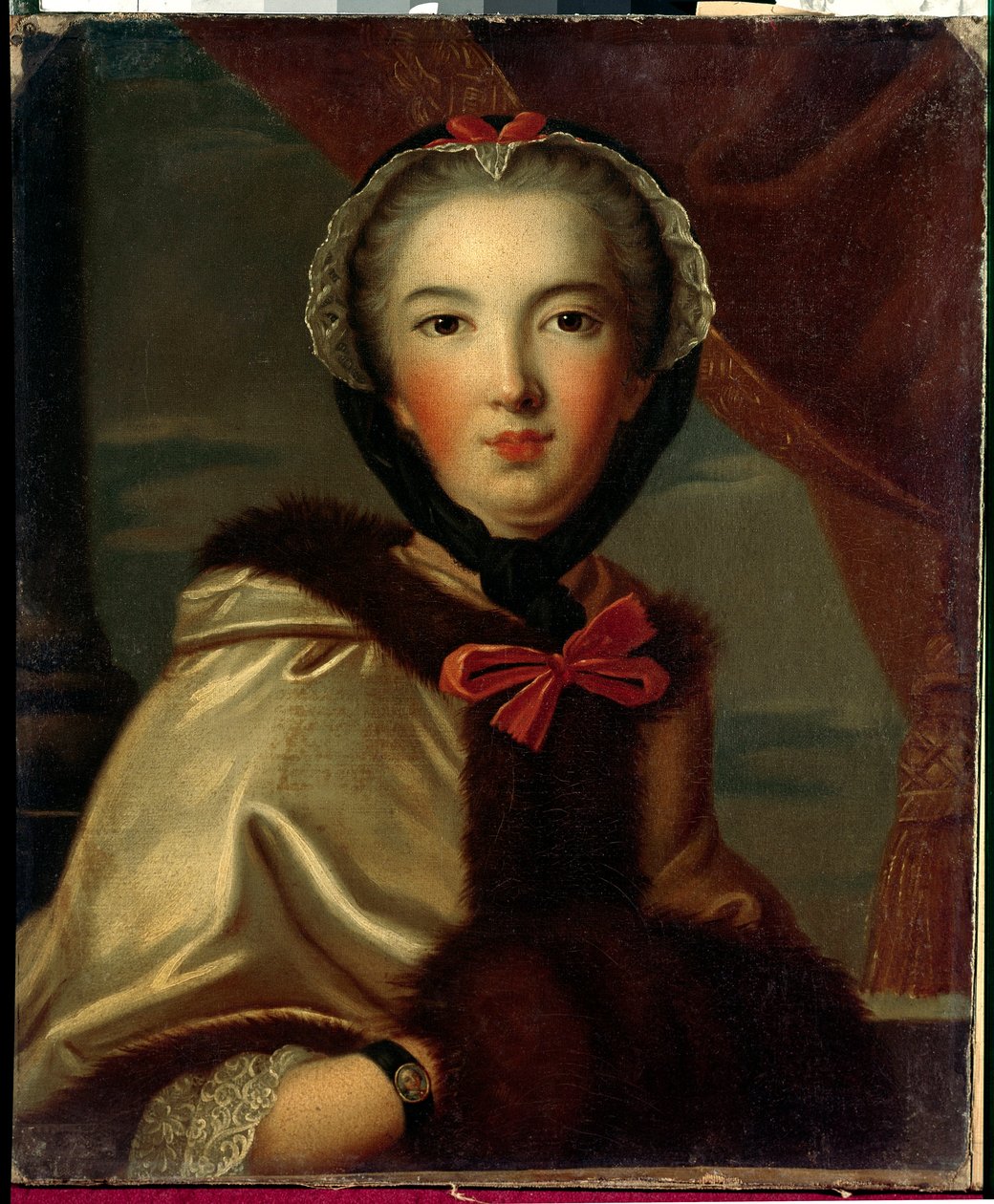 Portret Louise Henriette de Bourbon Conti, Mademoiselle de Conti, księżnej Orleanu (1752-1759) Anonimowy obraz z XVIII wieku. Ciemny. 0,7x0,6 m Wersal, muzeum pałacu. autorstwa Anonymous Anonymous