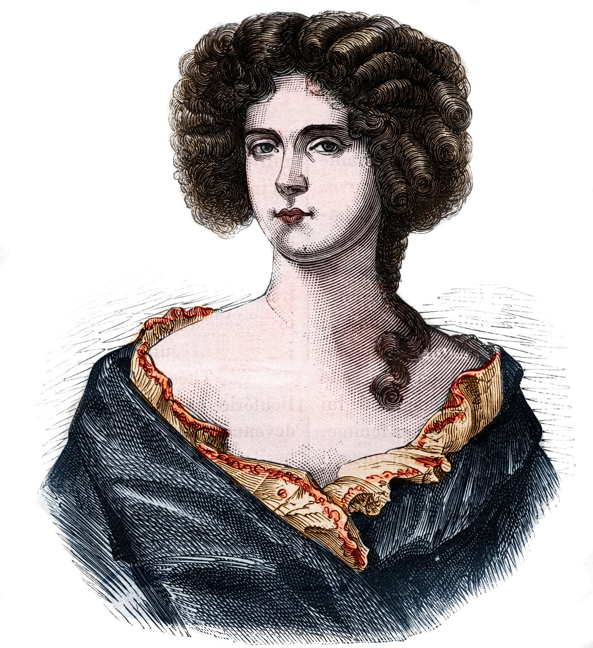 Portret Louise de Keroualle (1649-1734), księżnej Portsmouth i kochanki Karola II (1630-1685). Grawerowanie w „Historii prostytucji i rozpusty w narodach świata od starożytności do dnia dzisiejszego”” autorstwa dr Th.-F. Debray. 1879. autorstwa Anonymous Anonymous