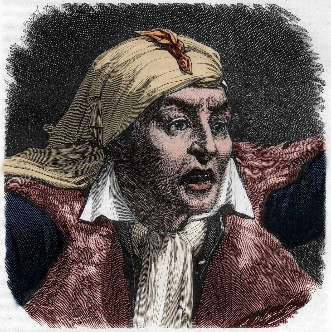 Portret Marata (1743-1793) - portret polityka Jean-Paula (Jean Paul) Marata (1743-1793), francuskiego dziennikarza - Grawerowanie w „Histoire des Girondins” Alphonse de Lamartine (1790-1869) 1865-1866 - Prywatny kolekcja autorstwa Anonymous Anonymous