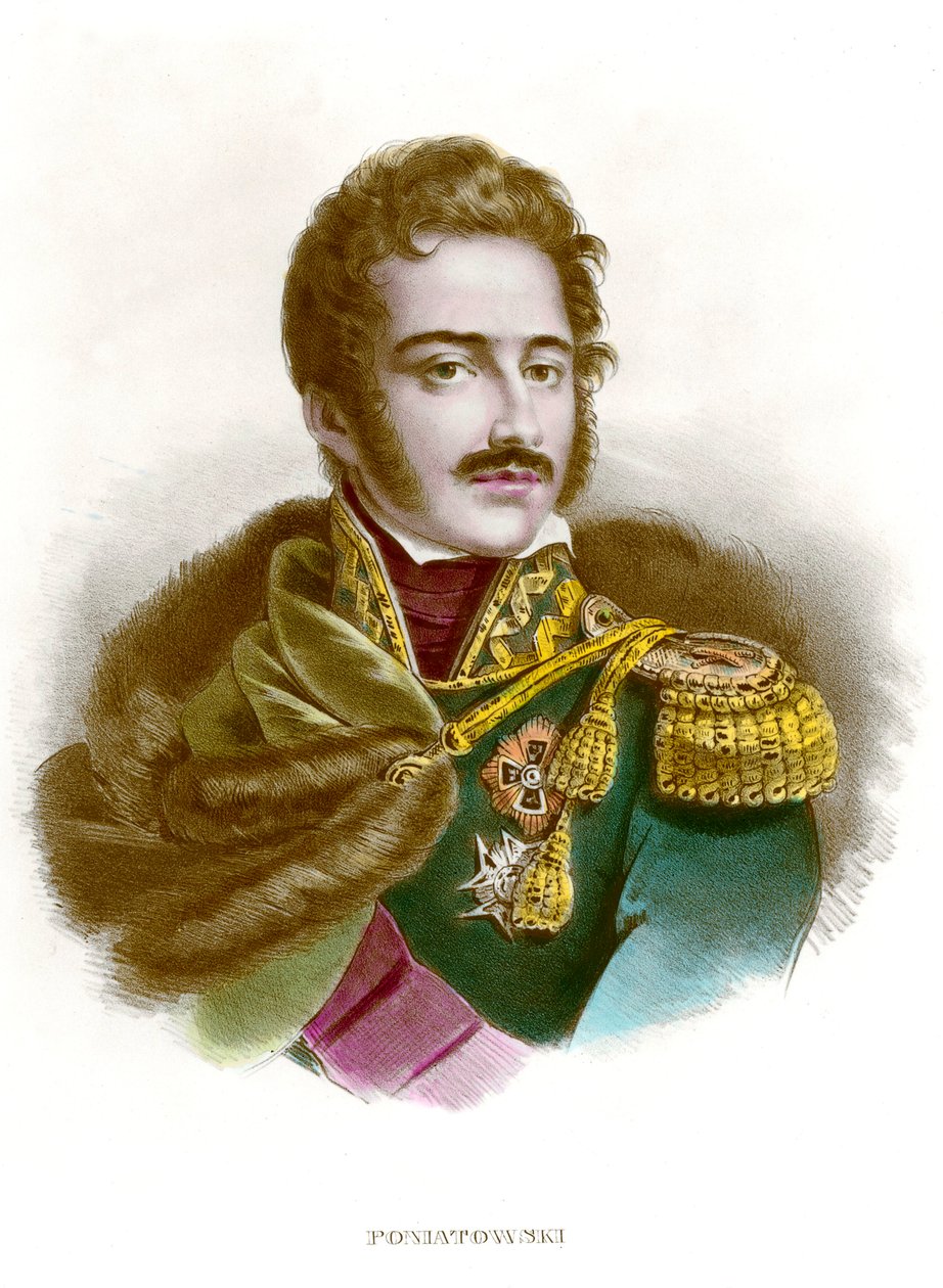 Portret Marechala Józefa (Józefa) Antoniego Poniatowskiego (1763-1813) Polski oficer. Rycina XIX-wiecznej kolekcji prywatnej autorstwa Anonymous Anonymous