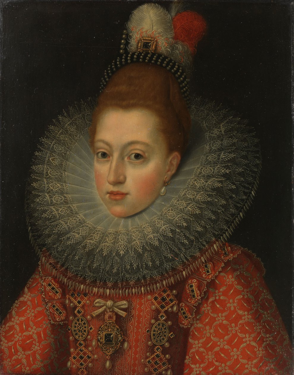 Portret Małgorzaty Austriackiej (1584-1611) Królowej Hiszpanii, ok. 1600 r. (olej na miedzi) autorstwa Anonymous Anonymous