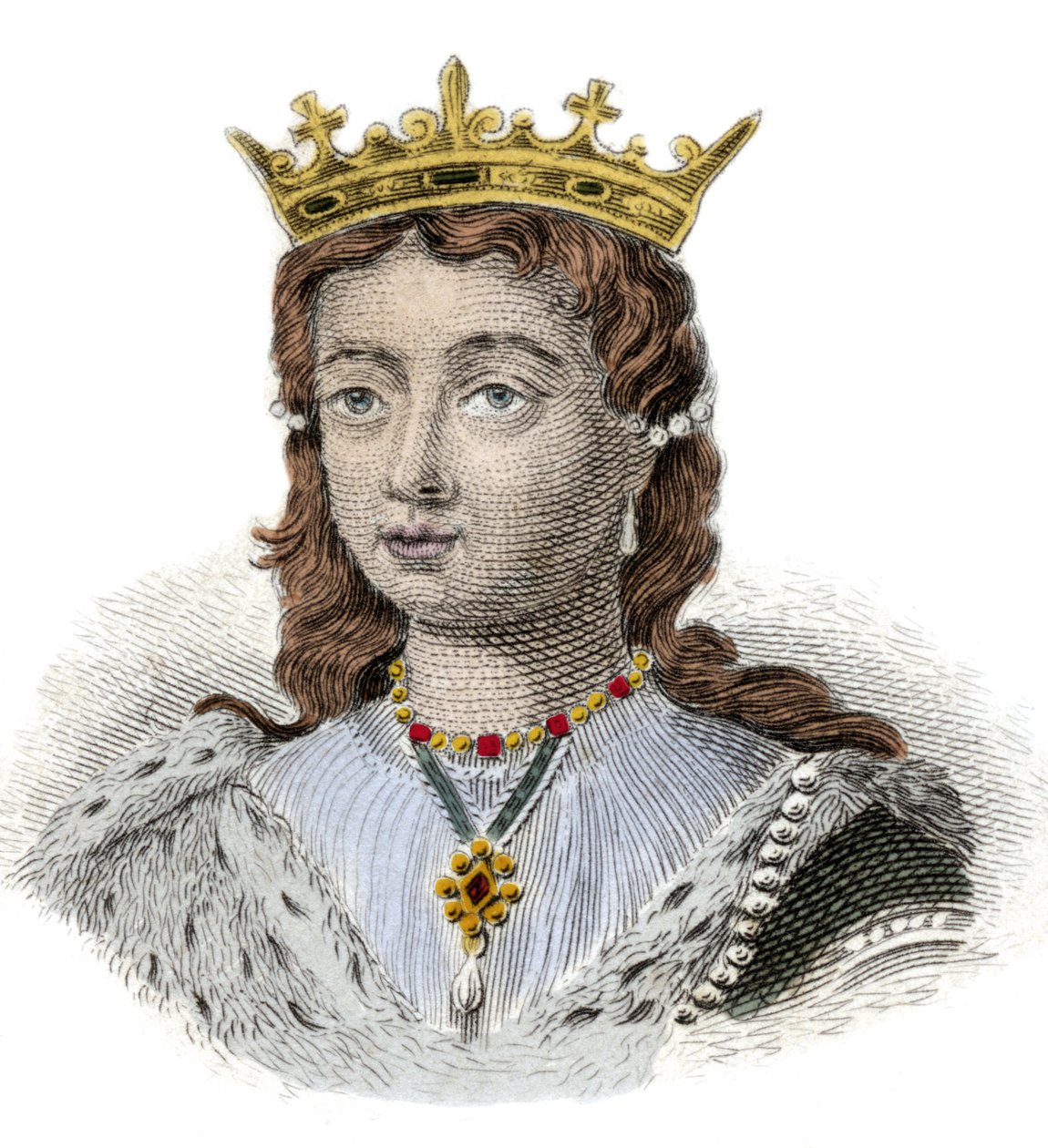 Portret Margarity Anjou, królowej Anglii (1429-1482) Rycina z XIX wieku. Milanese autorstwa Anonymous Anonymous