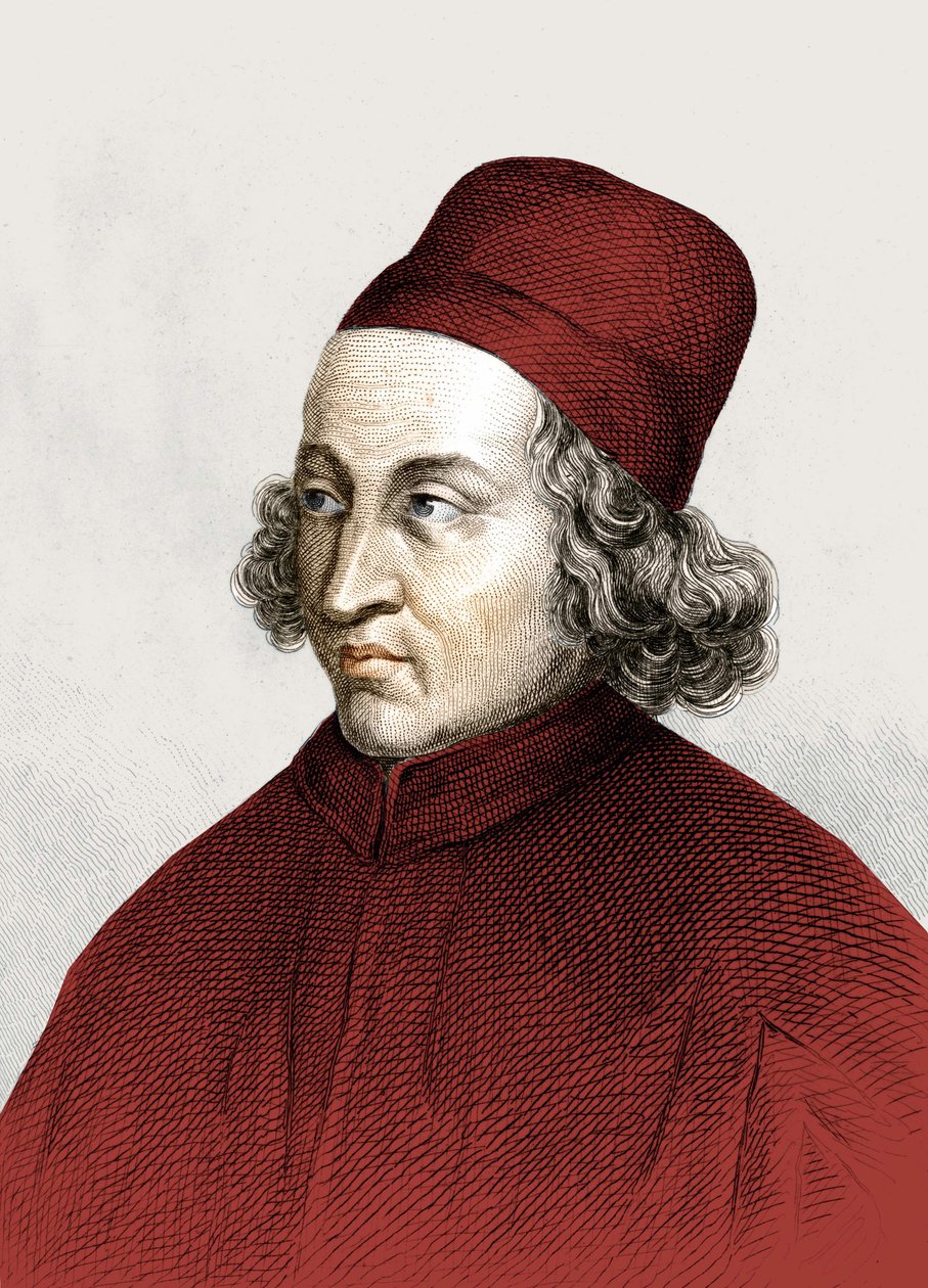 Portret Marsilio Ficino, dit en francais Marsile Ficin (1433 - 1499), rycina XVIII wiek. autorstwa Anonymous Anonymous