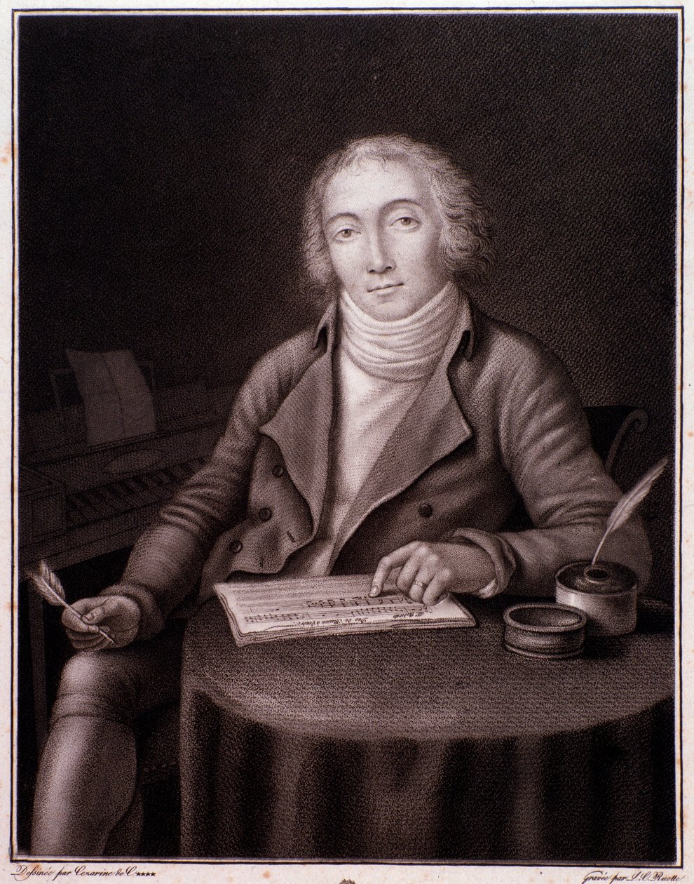 Portret Nicolasa Marie Dalayraca (1753-1809) angielskiego kompozytora Grawerowanie. 19 wiek. Prywatna kolekcja autorstwa Anonymous Anonymous