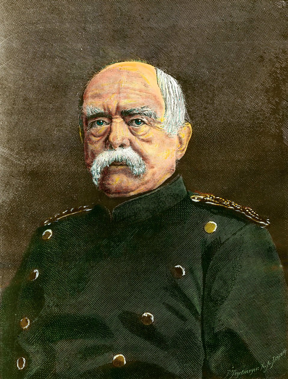 Portret kanclerza Prus Ottona von Bismarcka (1815-1898). Rycina XIX-wieczna kolekcja prywatna autorstwa Anonymous Anonymous