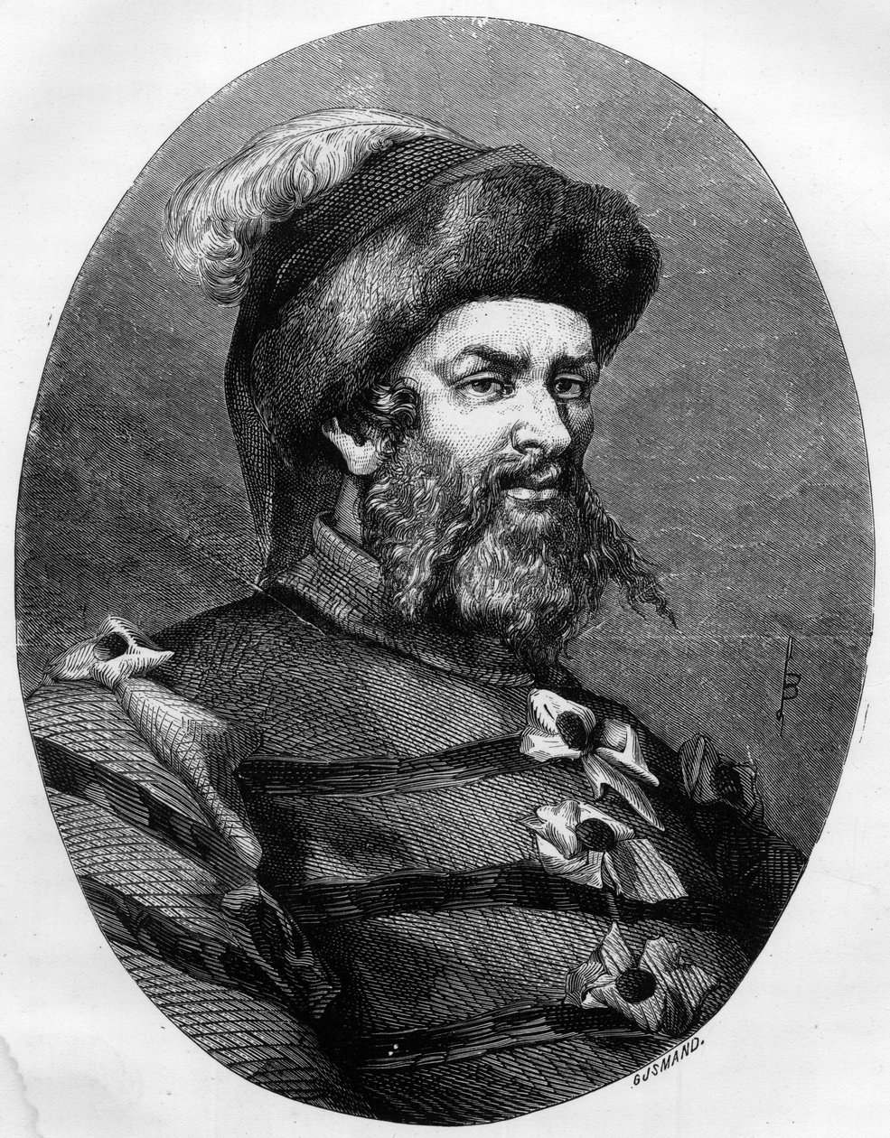 Portret Philippe Guillery (Guilleri) (1566-1608) Francuski bandyta - Grawer Leona Bailly