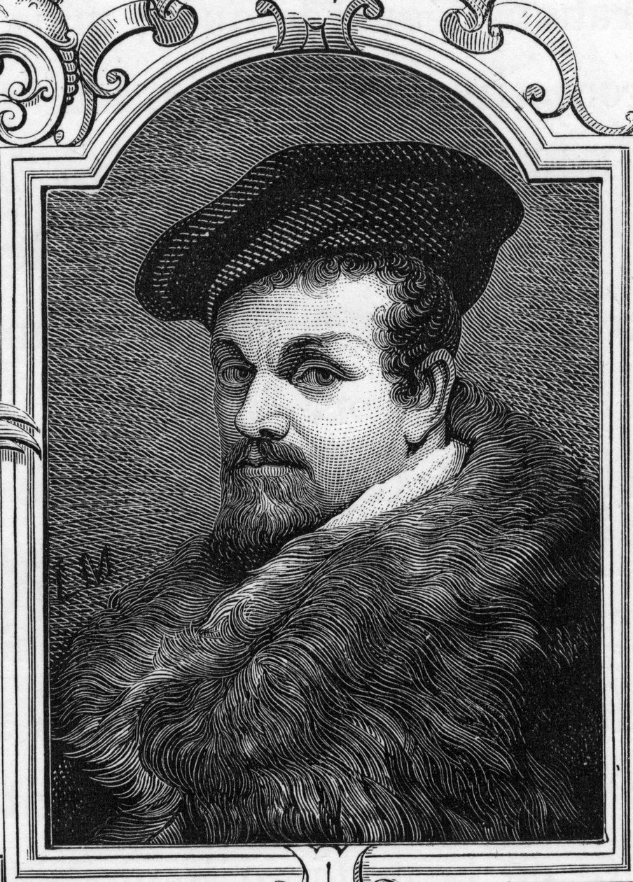 Portret Pier Francesco Mazzucchelli dit il Morazzone (1573-1626) włoskiego malarza. 1859 grawerowanie w „Galeriach Europy – Włochy” autorstwa Armandauda. Prywatna kolekcja. autorstwa Anonymous Anonymous