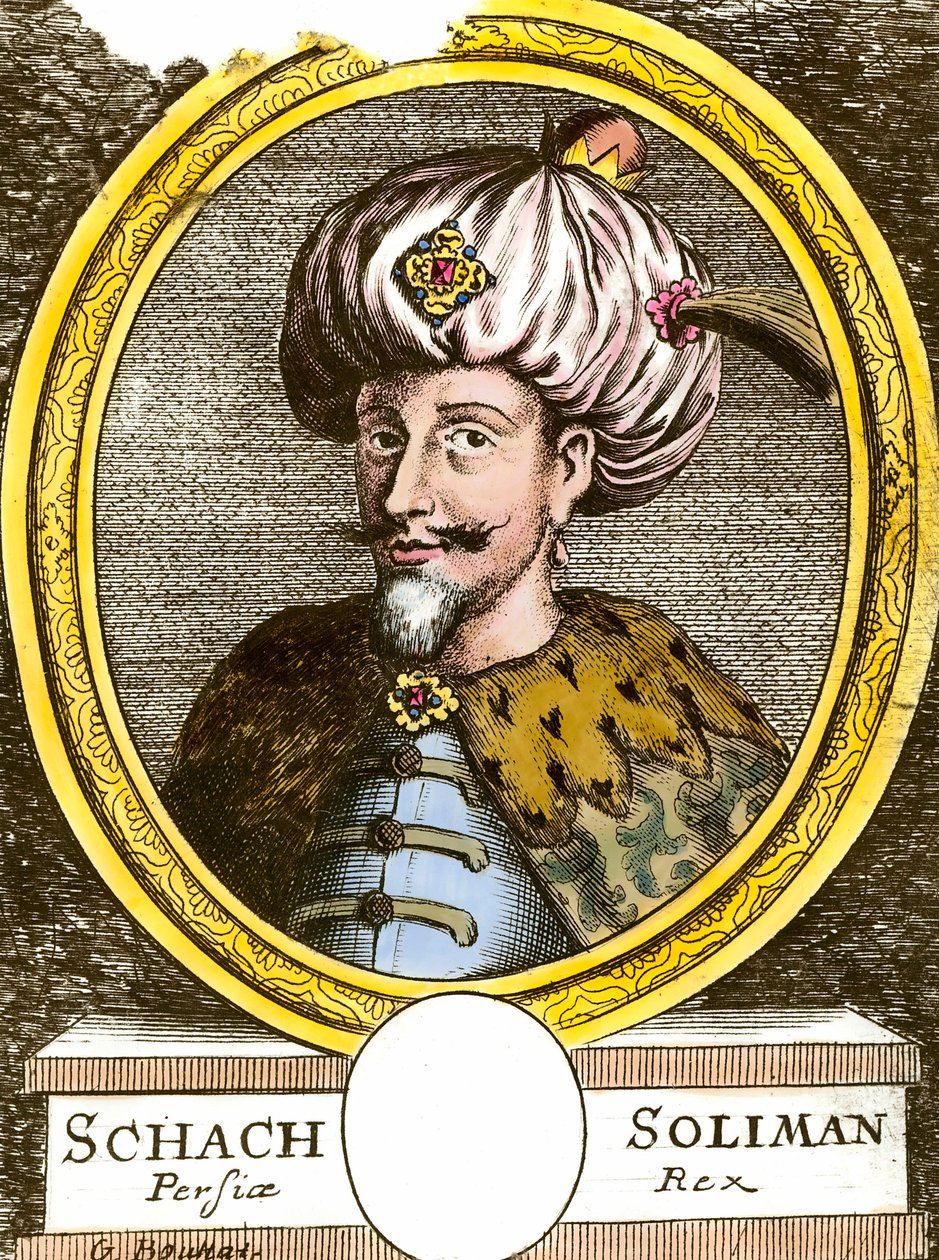 Portret Solimana (Sulejmana) I Wspaniałego (1494-1566), rycina sułtana osmańskiego z XVIII wieku. Prywatna kolekcja autorstwa Anonymous Anonymous