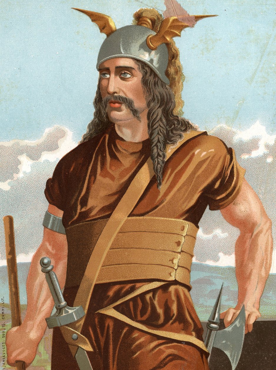 Portret Spartakusa. Szef niewolników zbuntował się przeciwko Rzymowi (zmarł 71 pne). po hombres y Mujeres celebres. Barcelona 1877. autorstwa Anonymous Anonymous
