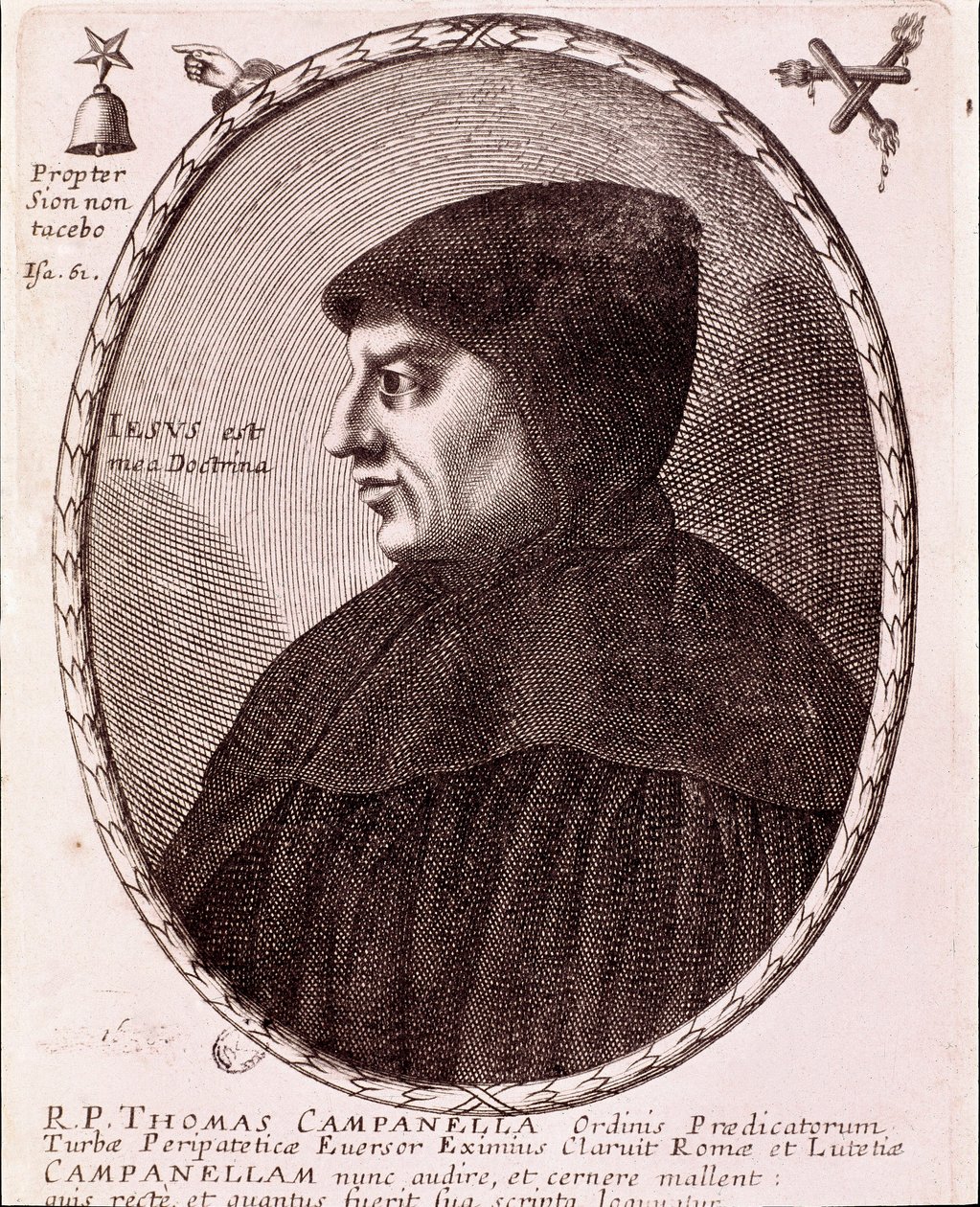 Portret Tommaso Campanelli, dominikańskiego mnicha i filozofa. Rytownictwo. autorstwa Anonymous Anonymous