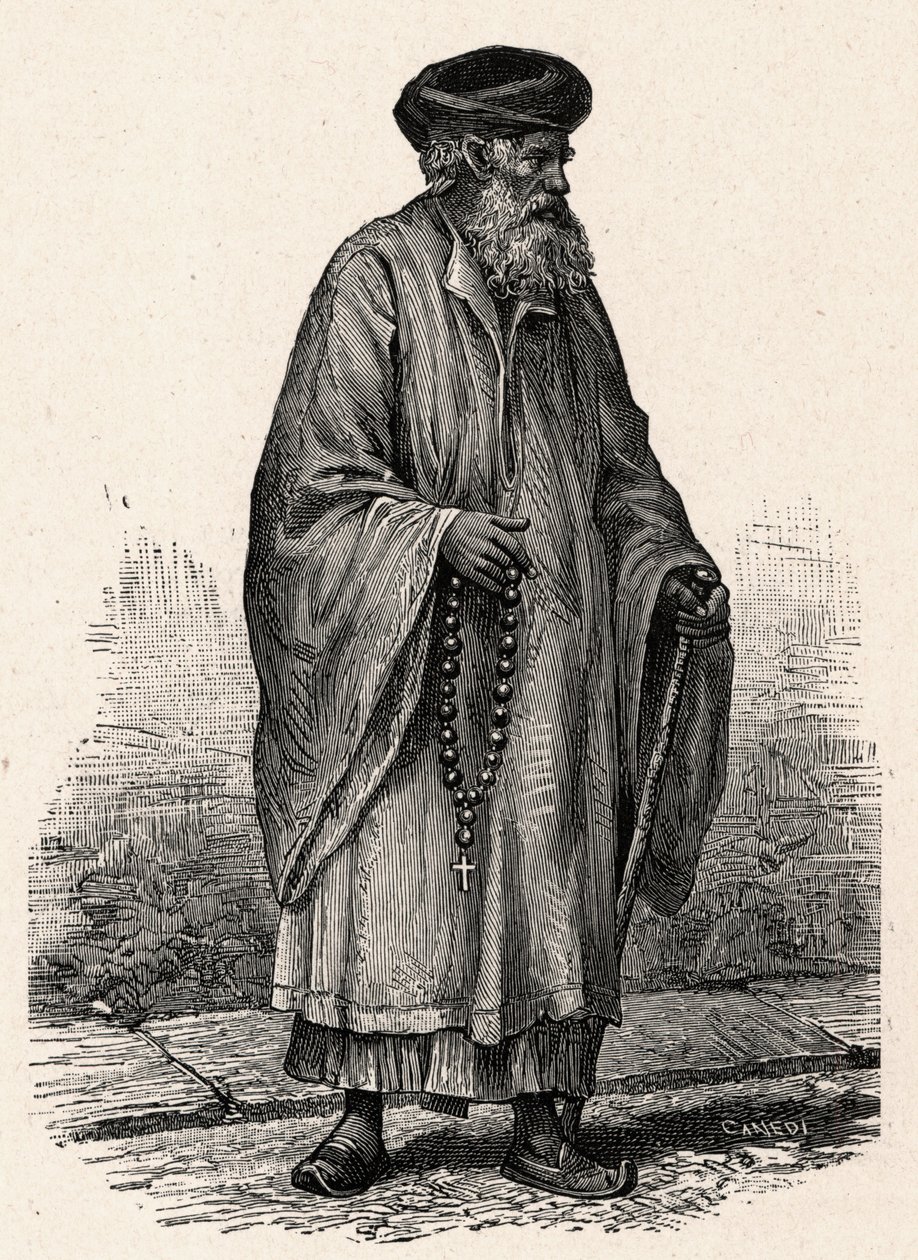 Portret katolickiego Koptyjczyka z Zifte w Egipcie. Grawer w „Misjach katolickich w XIX wieku” Louis-Eugene (Louis Eugene) Louvet. prywatna kolekcja. autorstwa Anonymous Anonymous