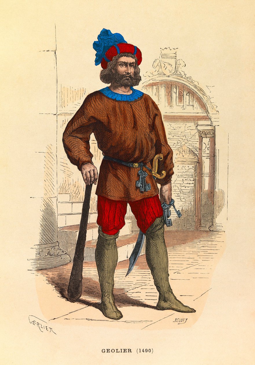 Portret geoliera w Paryżu w 1490 r., rycina - kolekcja prywatna autorstwa Anonymous Anonymous