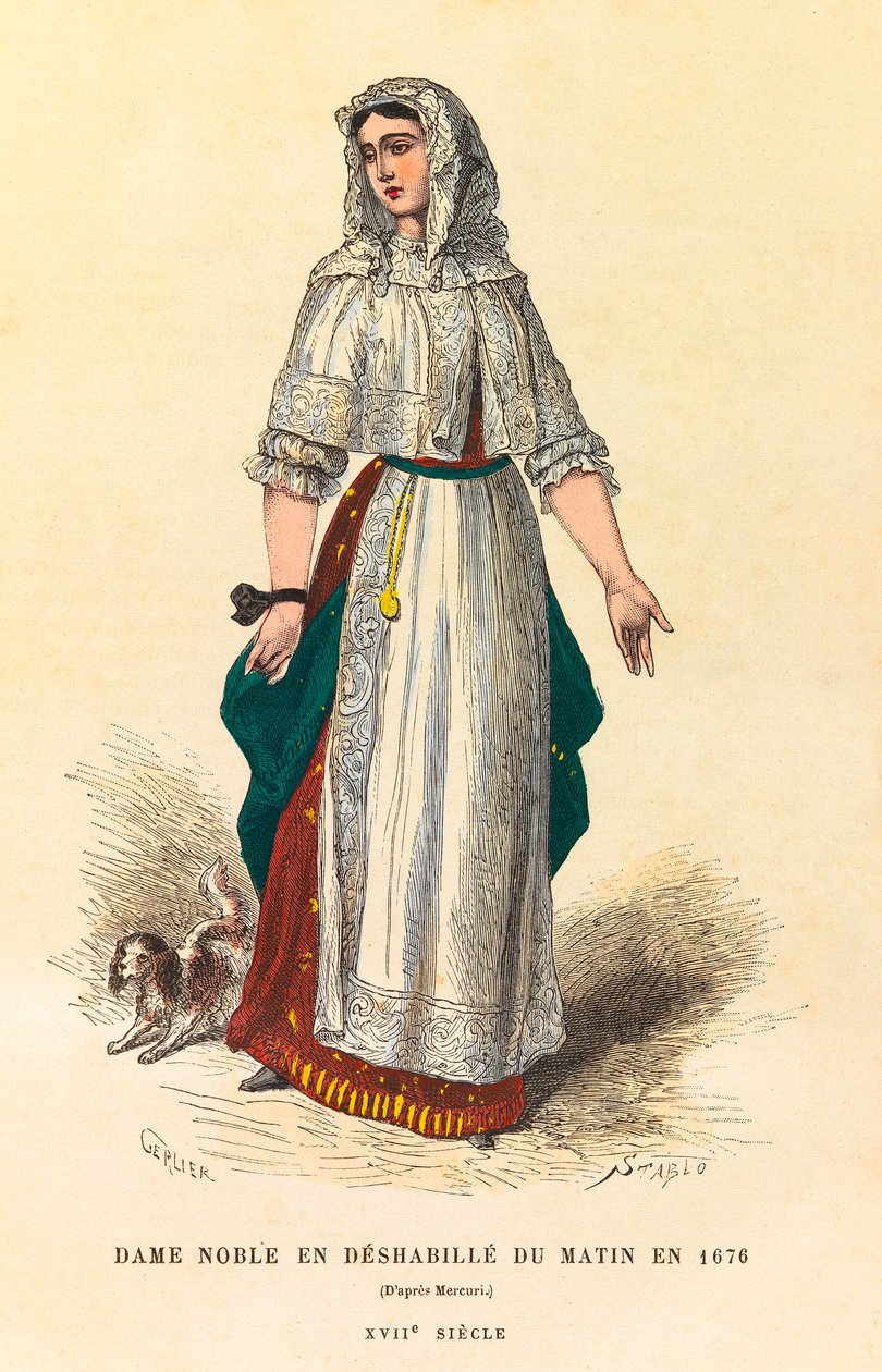Portret szlachcianki w stroju żakietowym z 1676 r., rycina - kolekcja prywatna autorstwa Anonymous Anonymous