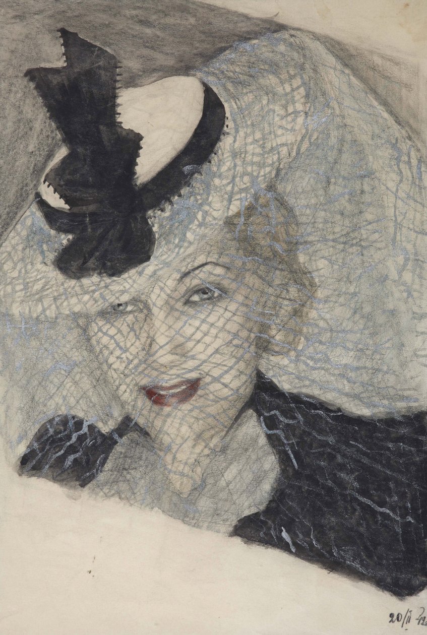 Portret aktorki Lyubov Orlova - Lioubov Petrovna Orlova (1902-1975) - Anonim. Akwarela, gwasz, kolor biały, tusz na papierze autorstwa Anonymous Anonymous