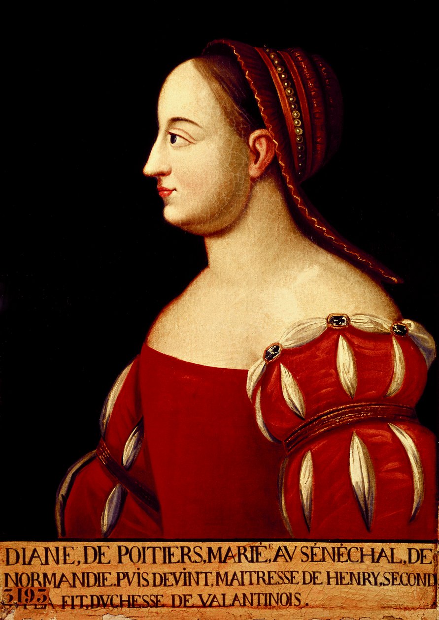 Portret księżnej Valentinois Diany de Poitiers (1499-1566), ulubionej króla Francji Henryka II autorstwa Anonymous Anonymous