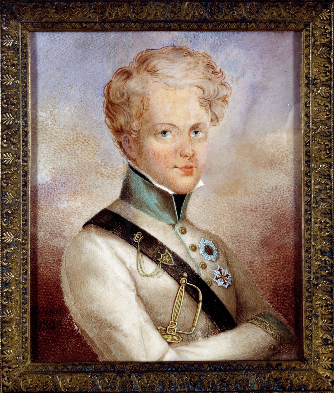 Portret króla Rzymu Napoleona II, księcia Reichstadt (1811-1832) syna cesarza Napoleona I (1769-1821) Obraz anonimowy. 1829 Kolekcja prywatna autorstwa Anonymous Anonymous