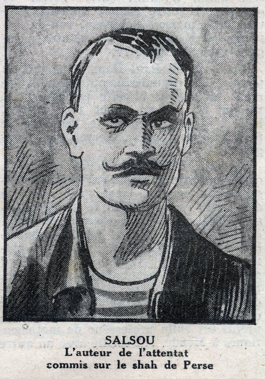 Portret anarchisty Francois Salsou, który dokonał ataku na szacha perskiego Muzaffar ad Din (Muzaffar ad Din), w Paryżu 2 sierpnia autorstwa Anonymous Anonymous