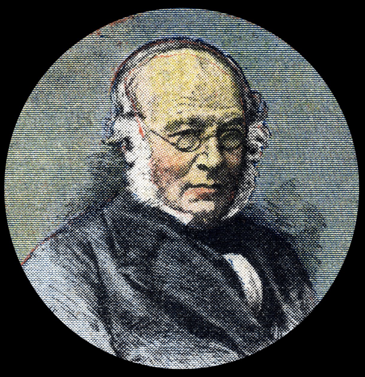 Historia poczty: Portret Sir Rowlanda Hilla (1795-1879), u początków reformy pocztowej z 1839 r. Fragment „”Le petit journal”” z 15.04.1920. Prywatna kolekcja autorstwa Anonymous Anonymous