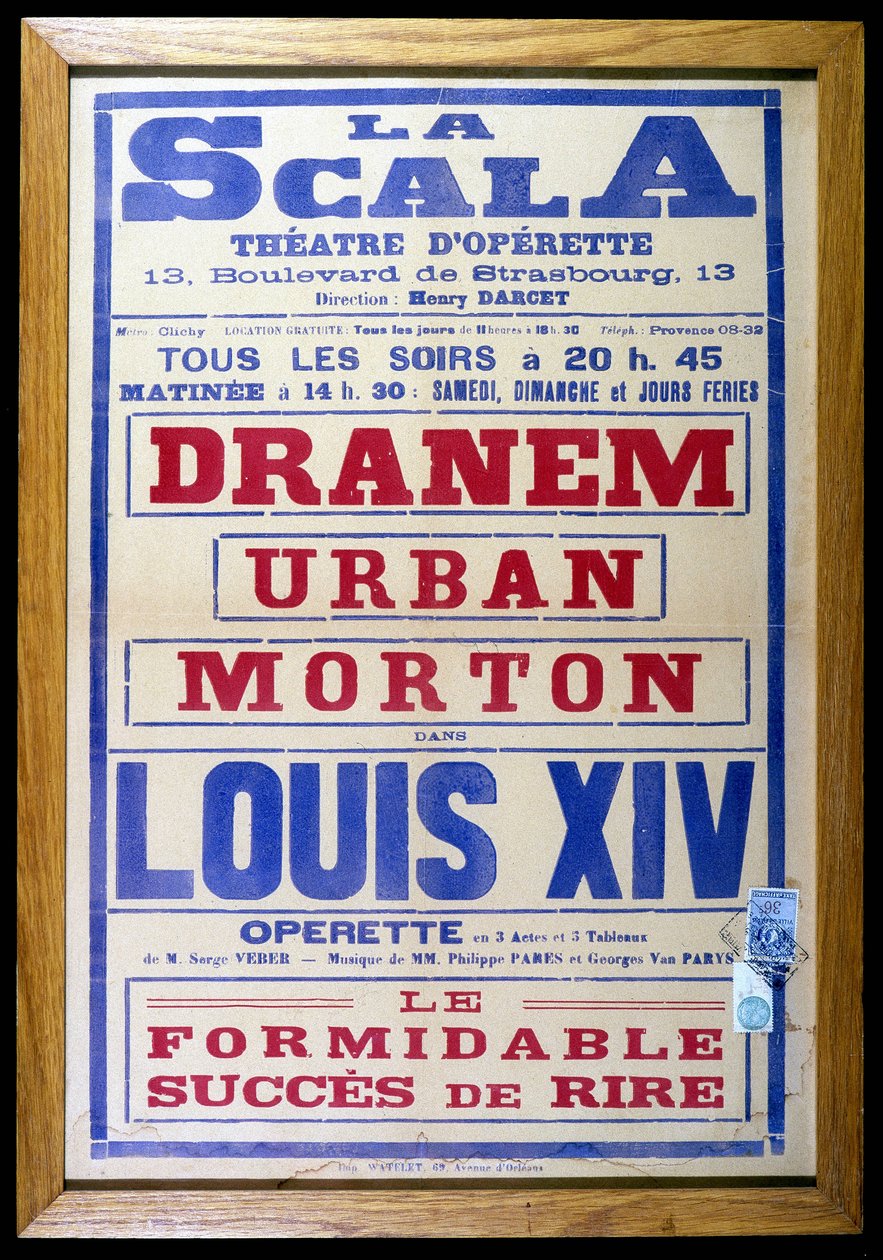 Plakaty do operetki „Ludwik XIV” w La Scala autorstwa Anonymous Anonymous
