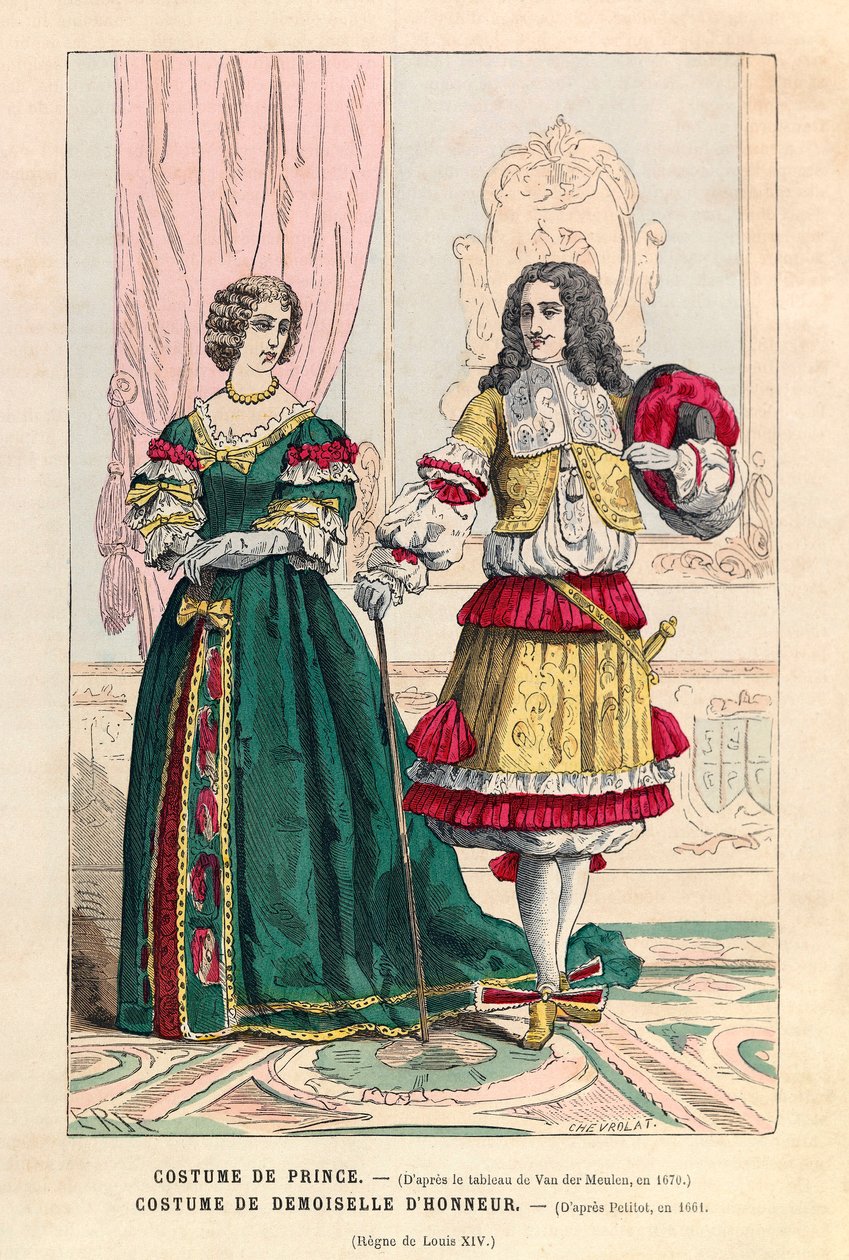 Strój książęcy i strój druhny za Ludwika XIV (1638-1715) - kolekcja prywatna autorstwa Anonymous Anonymous