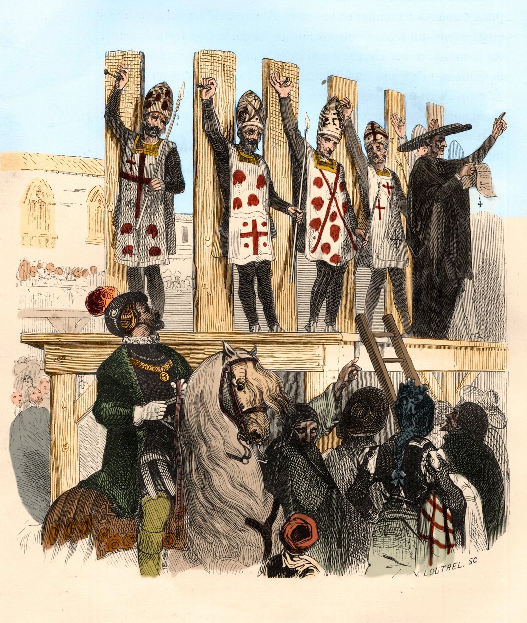 Kara za gwóźdź w XVI wieku. Ilustracja w „”Mysteres of the Inquisition and Other Secret Society of Spain”” Victor de Fereal, Suberwick, Manuel Galo de Cuendias autorstwa Anonymous Anonymous